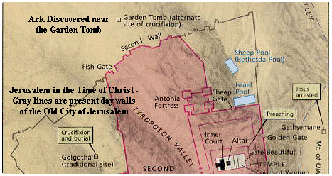 Map showing location of the Garden Tomb (70k)